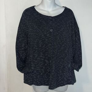 SPIRITTICUS CLOTHING Navy Blue and White Stripe Button Up Blouse-M